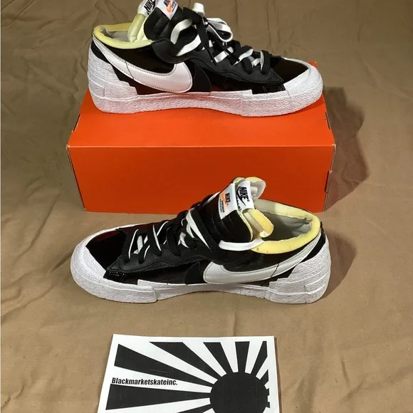 Nike x sacai x Blazer Low Black Patent DM6443-001 Men's Size 10